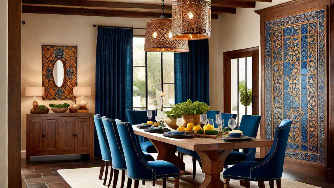 Rustic Elegance: Wooden Dining Table in a Mediterranean Dining Room