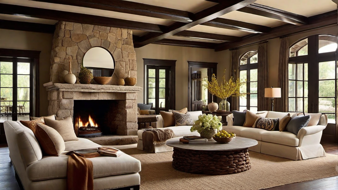 Rustic Elements in Colonial Style Great Rooms