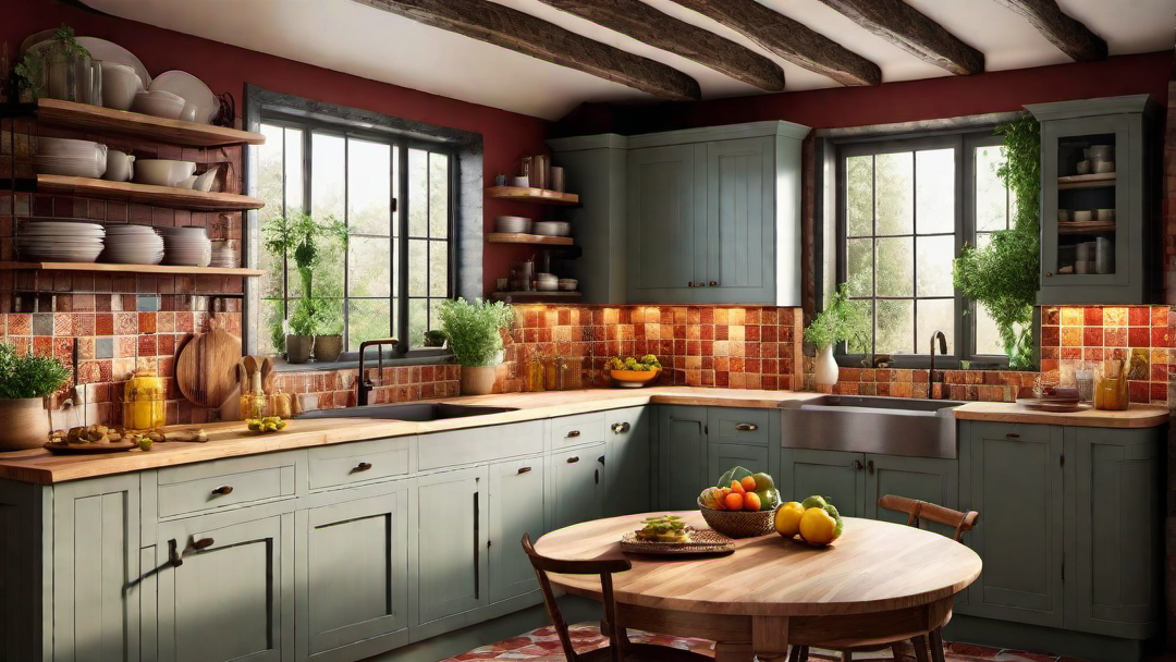 Rustic Warmth: Vibrant Accents in Country Kitchen Design