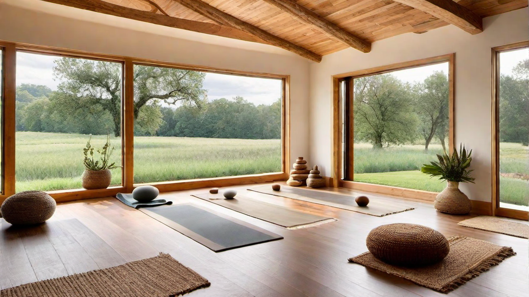 Rustic Zen: Farmhouse Style Yoga Room with Natural Materials