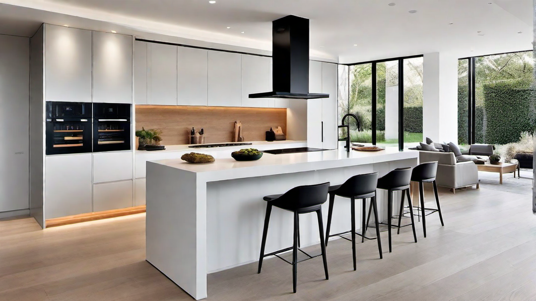 Seamless Integration: Contemporary Kitchen with Blended Living Spaces