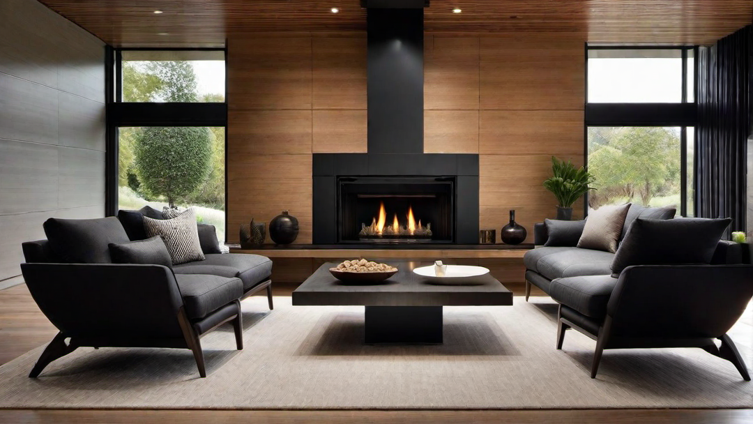 Sleek Design: Vibrant Black Fireplace for a Dramatic Contrast