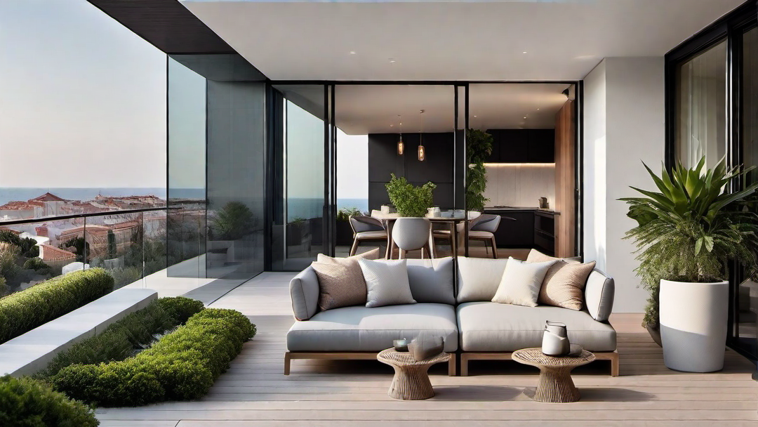 Sleek and Minimalist: Balcony with Modern Furniture