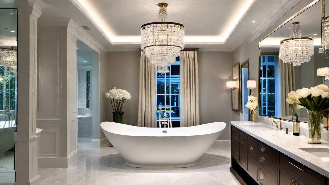 Sparkling Chandelier: Elegant Lighting for a Shimmering Bath