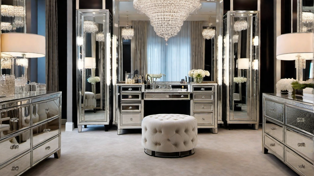 Sparkling Vanity: Mirrored Surfaces and Glittering Accents