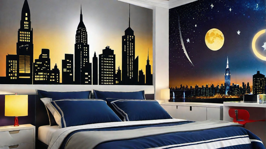 Superhero Sanctuary: Comic Book Decals and Twinkling City Lights