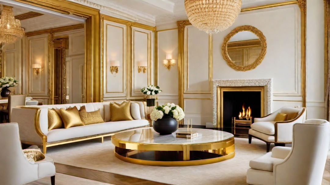 Timeless Classic: Vibrant Gold Fireplace Infusing Luxury into the Room