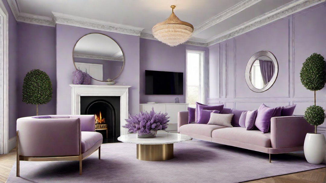 Tranquil Escape: Vibrant Lavender Fireplace for a Calming Retreat