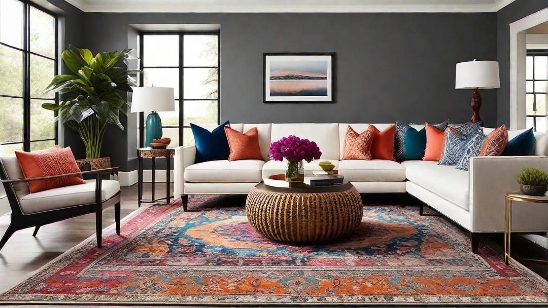 Transitional Fusion: Vibrant Living Room with Mix of Styles
