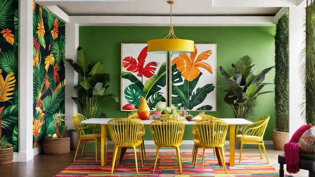 Tropical Fusion: Combining Bright Colors for a Lively Dining Space