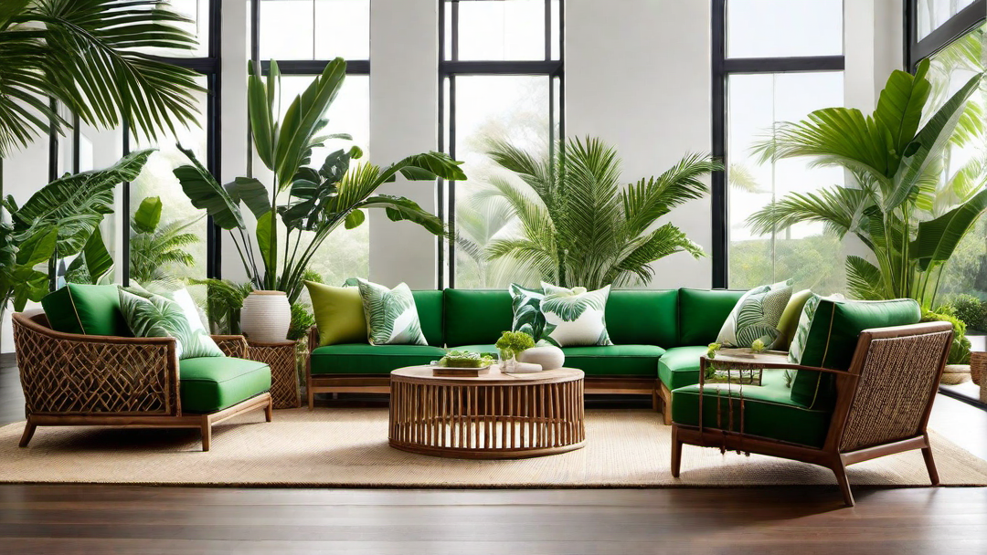 Tropical Oasis: Vibrant Living Room with Greenery