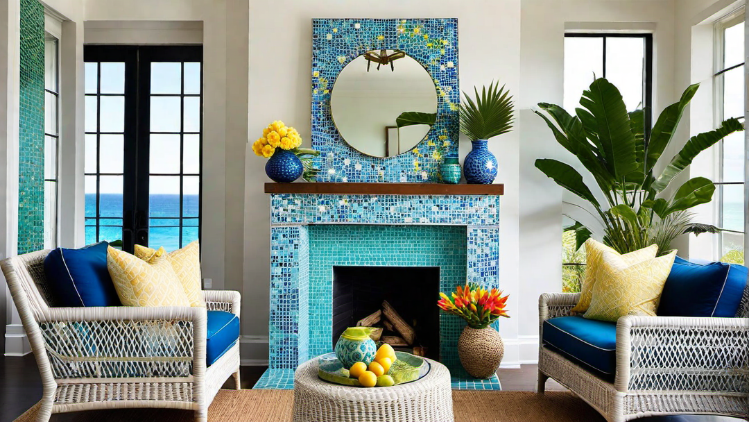 Tropical Paradise: Colorful Fireplace Resonating with Island Vibes