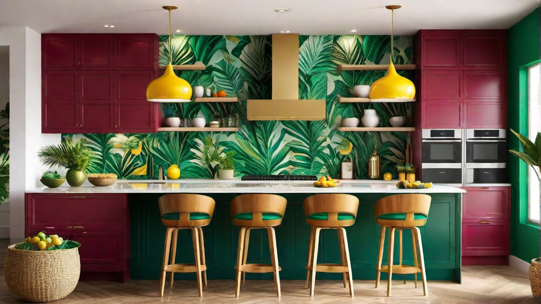 Tropical Paradise: Vibrant Kitchen with Exotic Patterns
