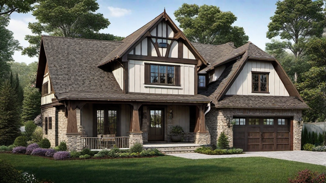 Unique Rooflines: Tudor Style Home with Varied Peaks and Valleys