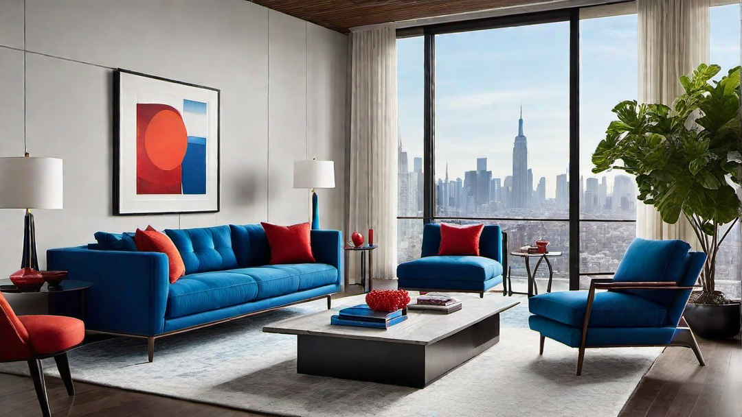 Urban Elegance: Vibrant Living Room with City Vibes