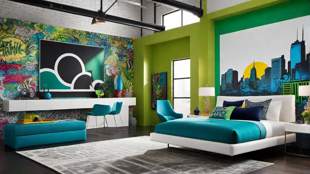Urban Jungle: Vibrant Bed Room with Urban-inspired Decor