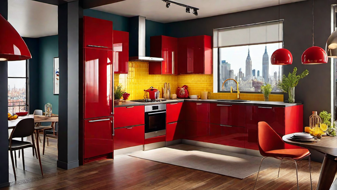 Urban Oasis: Vibrant Kitchen in a City Apartment