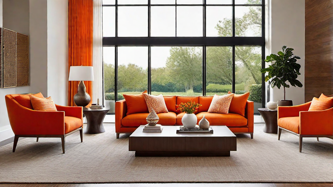 Vibrant Orange Accents: Energizing the Great Room Space