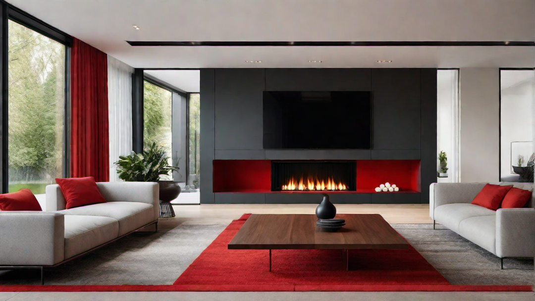 Vibrant Red: A Bold Statement Fireplace in the Living Room