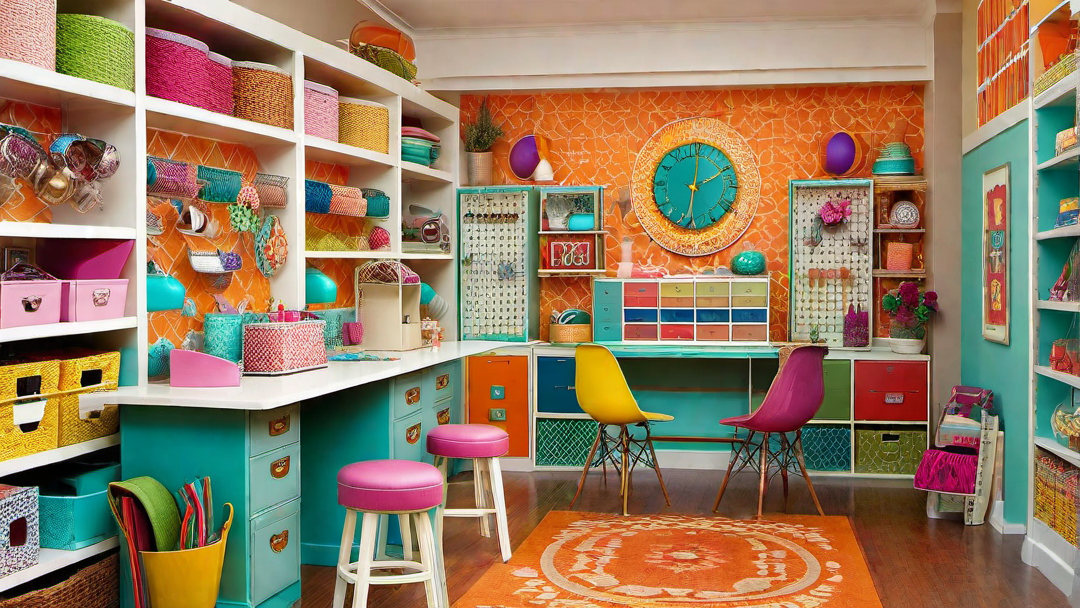 Vintage Charm: Effulgent Craft Room with Retro Accents