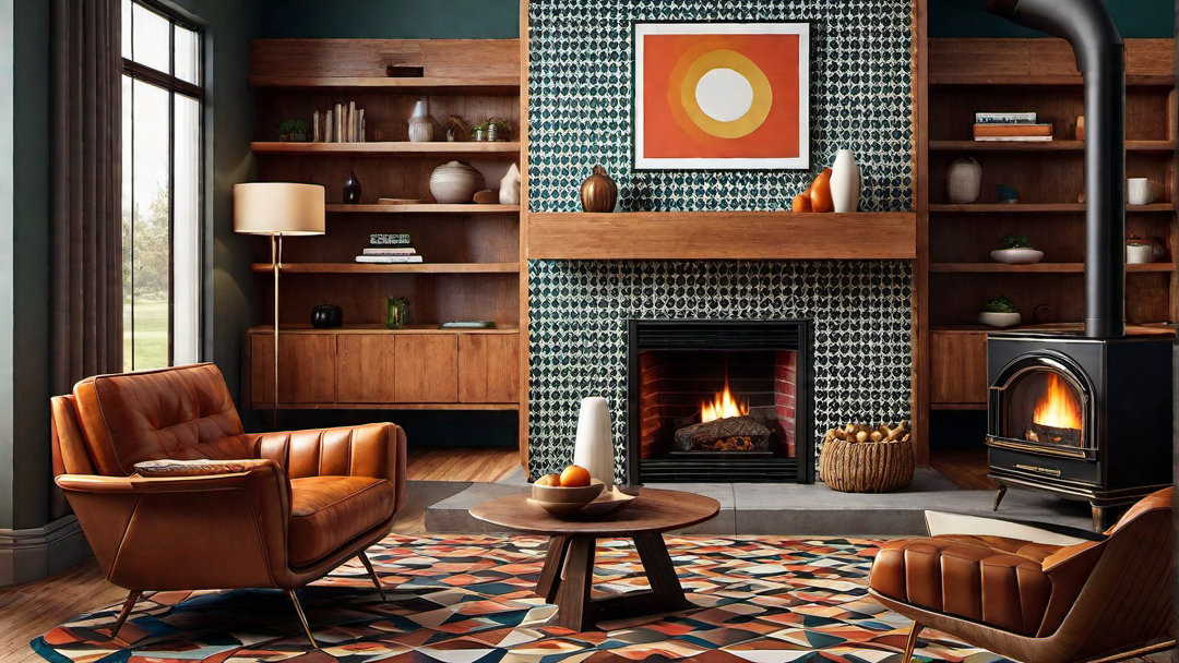Vintage Vibes: Retro Fireplace Design in Ranch Style Interior