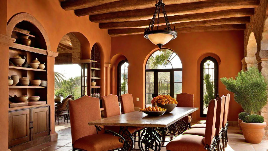 Warm Earth Tones: Terracotta Accents and Mediterranean Dining Room Decor