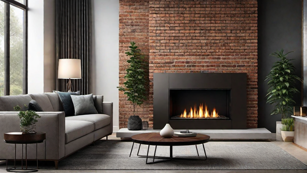 Warm Industrial: Exposed Brick Modern Fireplace