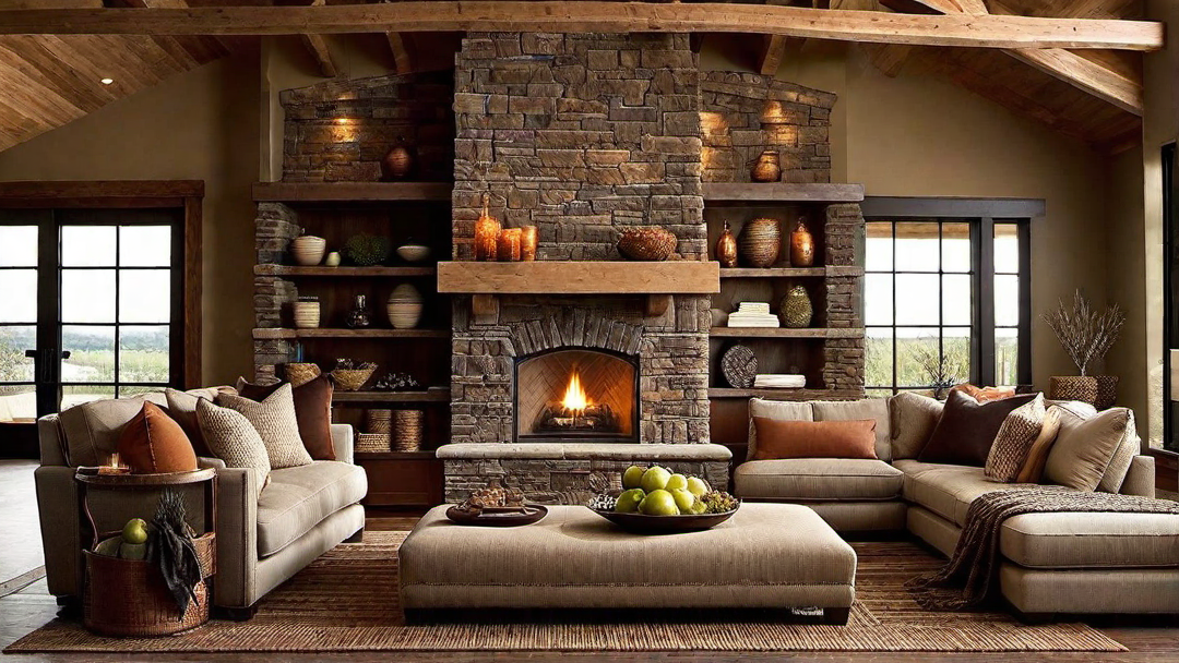 Warm and Inviting: Corner Fireplace with Earthy Tones