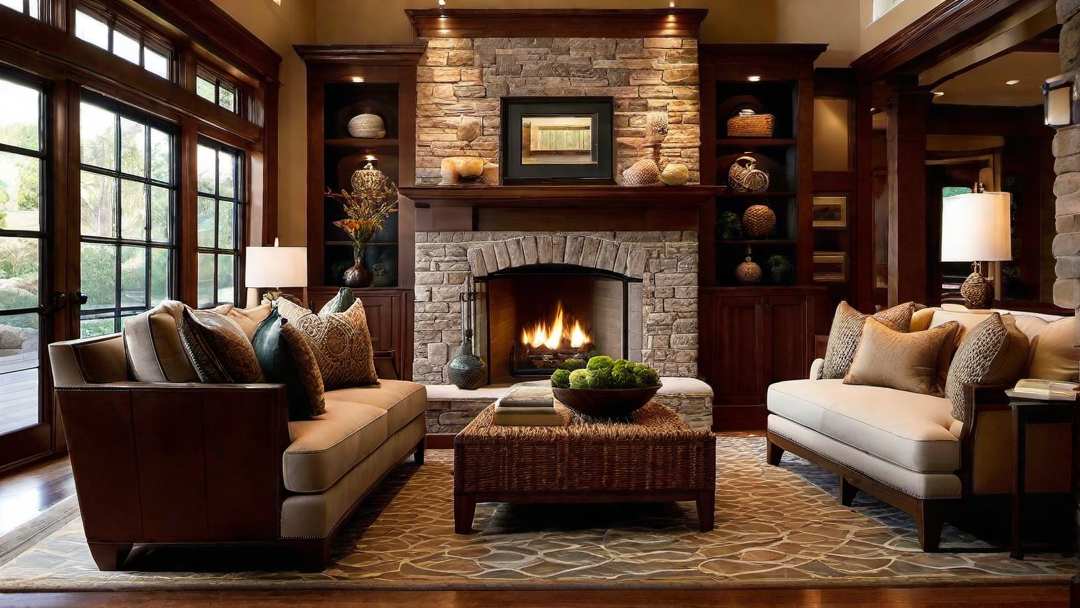 Warm and Inviting: Cozy Fireplace in a Craftsman Style Living Room