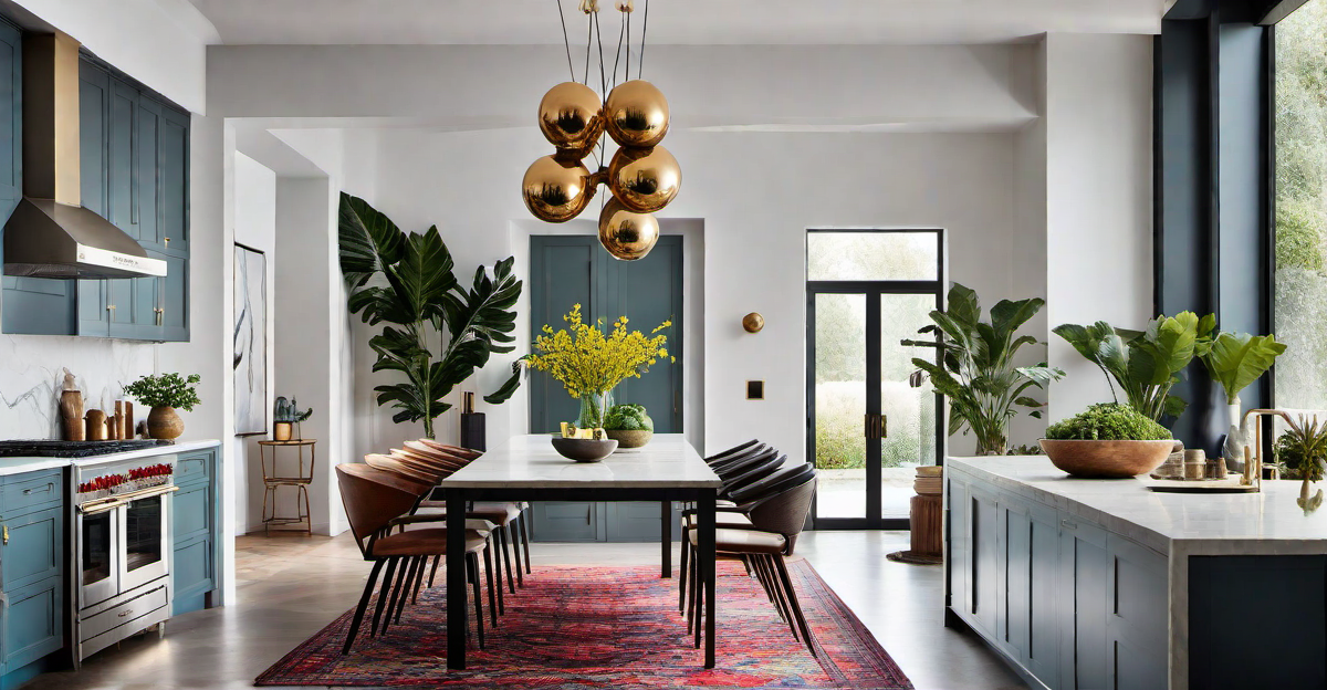 Eclectic Dining Area: Mixing and Matching Bold Hues for a Dynamic Space