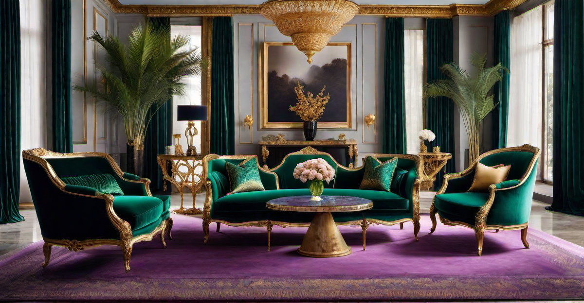 Golden Radiance: Gilt-Edged Furniture in Jewel-Toned Living Spaces