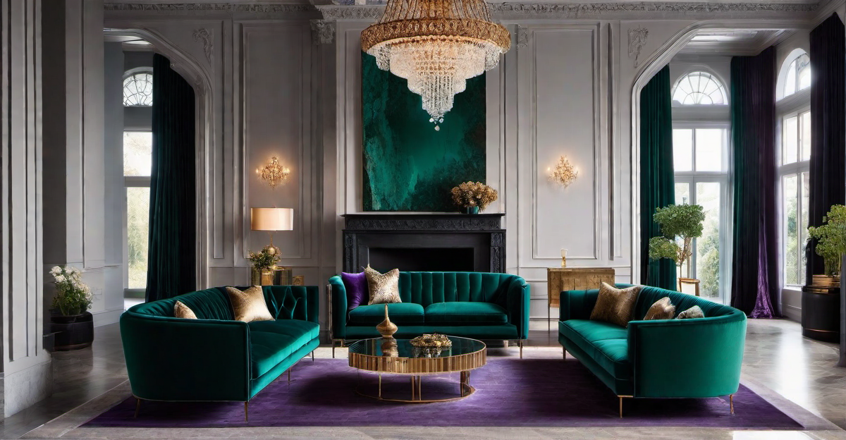 Luminous Elegance: Crystal Chandeliers in Jewel-Toned Living Rooms
