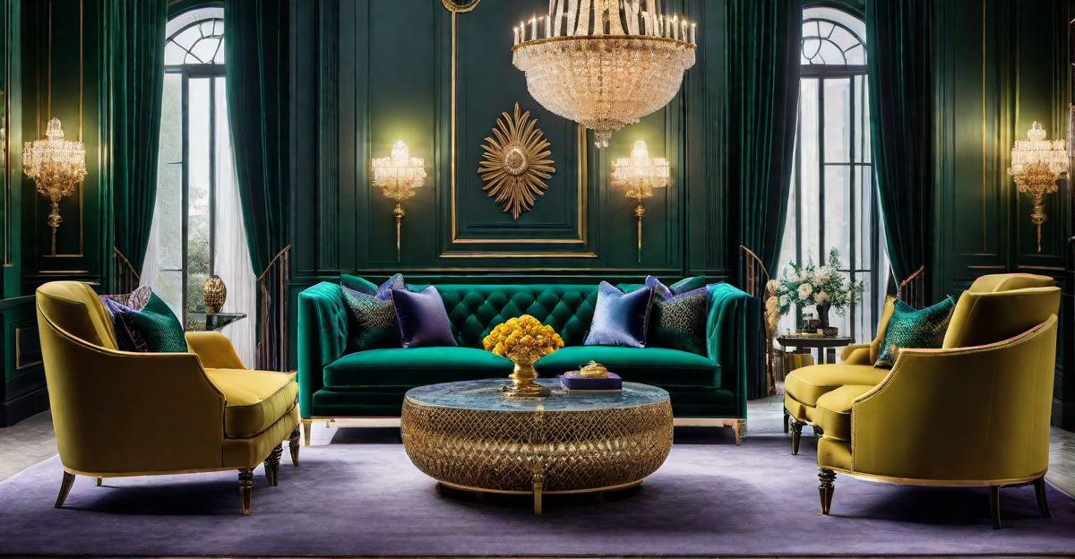 Majestic Appeal: Ornate Jewel-Toned Bookshelves for Luxurious Living Spaces