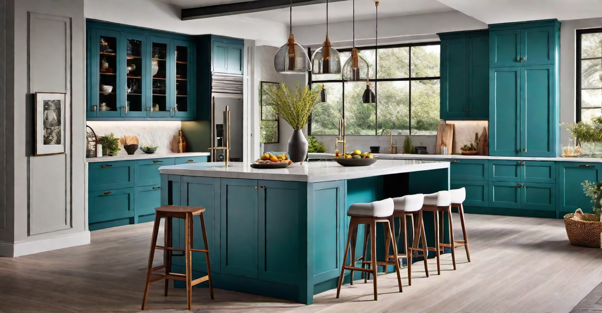 Multifunctional Workspace: Adopting a Colorful and Practical Kitchen Design