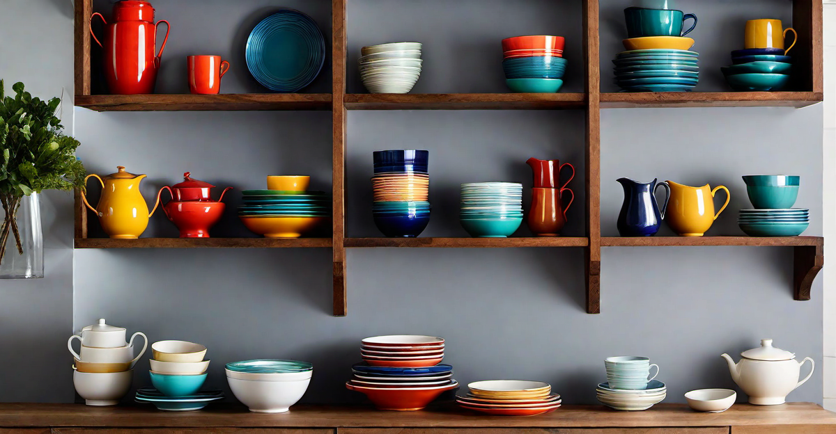 Open Shelving: Showcasing Colorful Dishware and Decor in the Kitchen