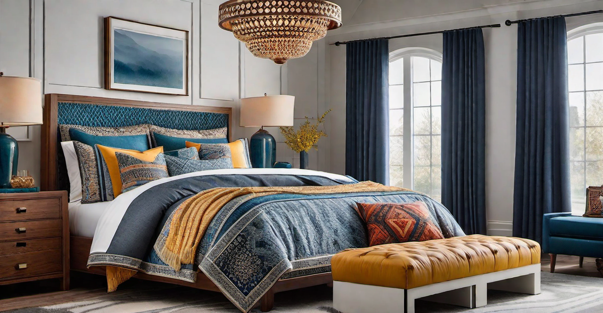Playful Bedroom: Colorful Patterns and Textures in Craftsman Decor