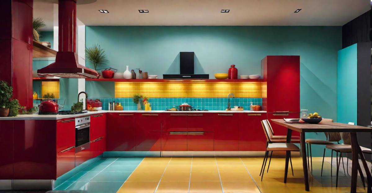 Retro-Inspired Kitchen: Colorful Appliances and Tiles