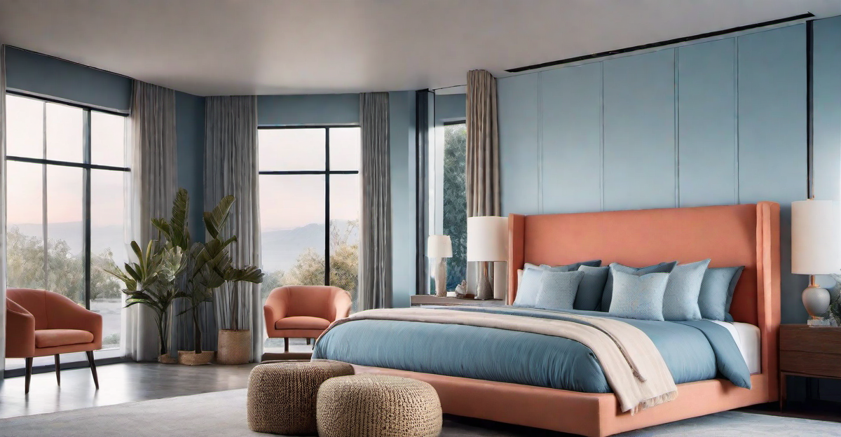 Soothing Sky: Tranquil Blue Tones in Sunset Inspired Bedrooms