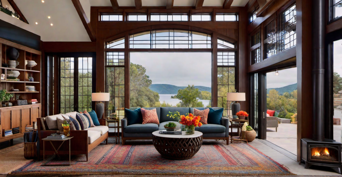 Vibrant Living Room: Colorful Accents in Craftsman Style