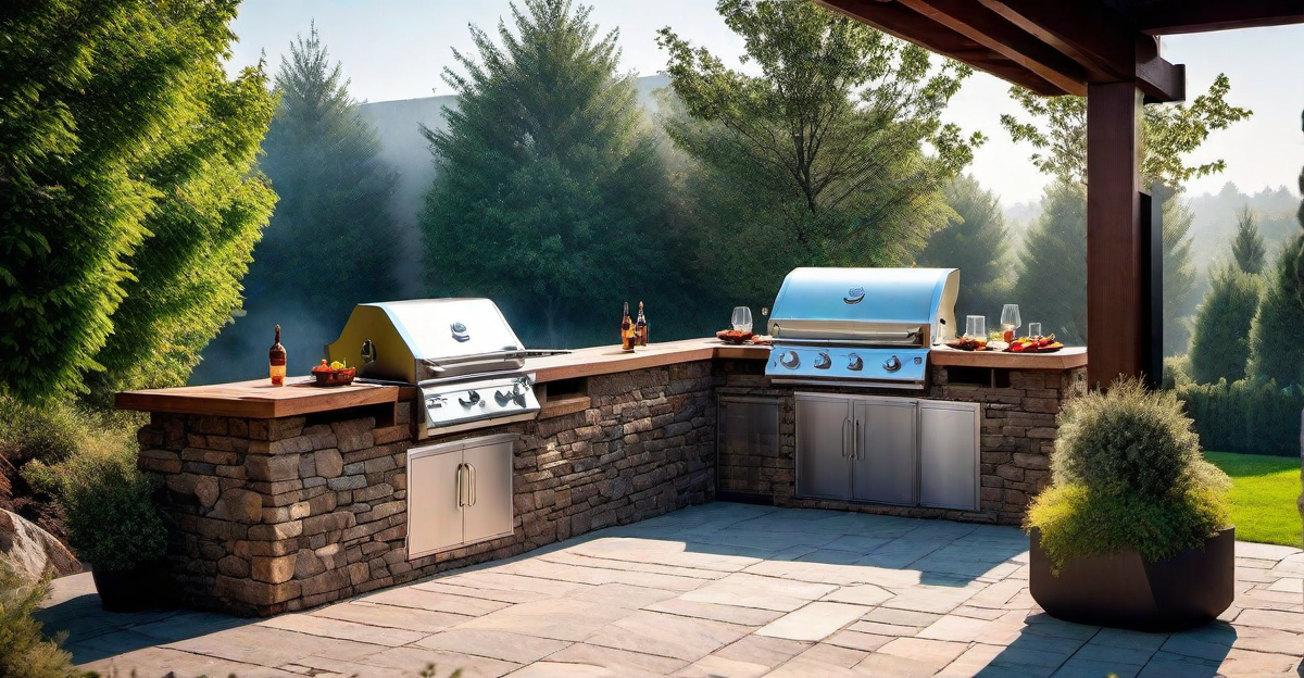 3. Built-In BBQ Grill Pit with Stone Surround