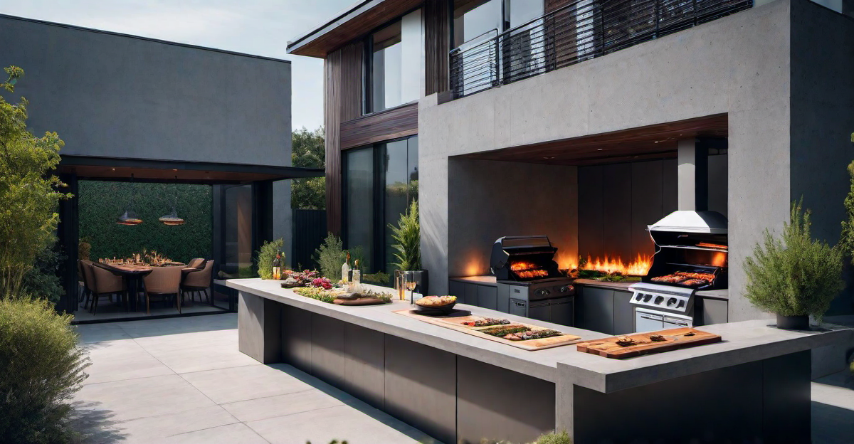7. Sleek and Modern Concrete BBQ Grill Pit