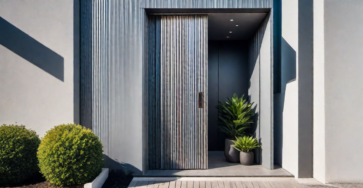 Artistic Expression: Corrugated Metal Door as a Canvas for Creativity