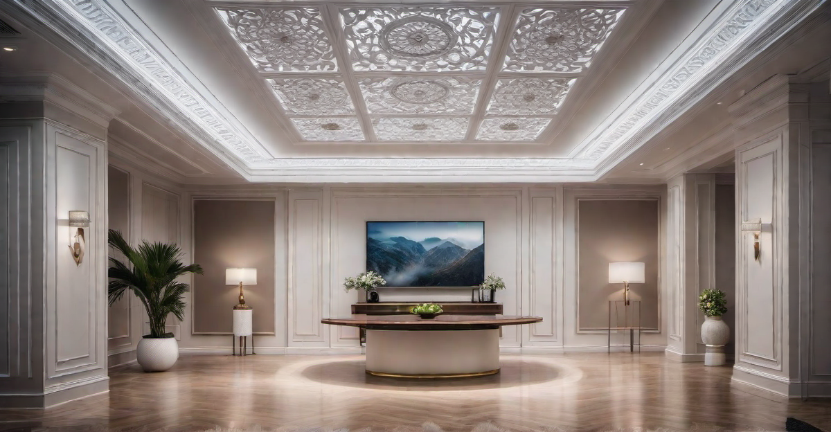 Artistic Flair: Gypsum Board False Ceiling with Intricate Carvings