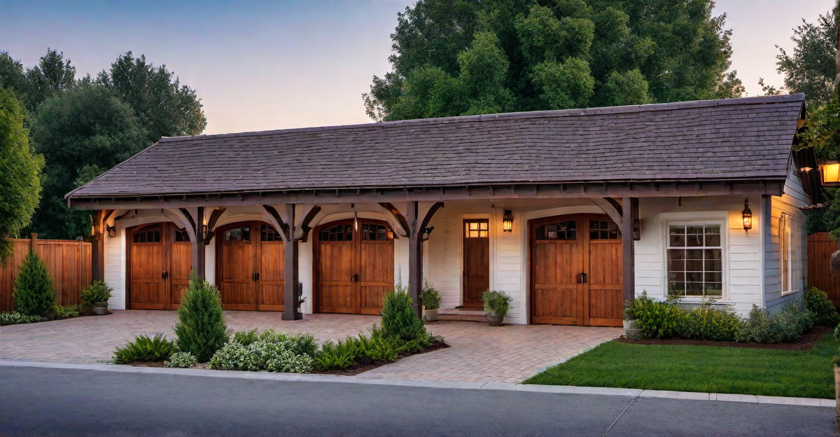 Carport with Carriage-style Doors: Vintage Charm