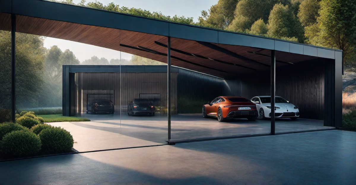 Carport with Glass Walls: Contemporary Transparency
