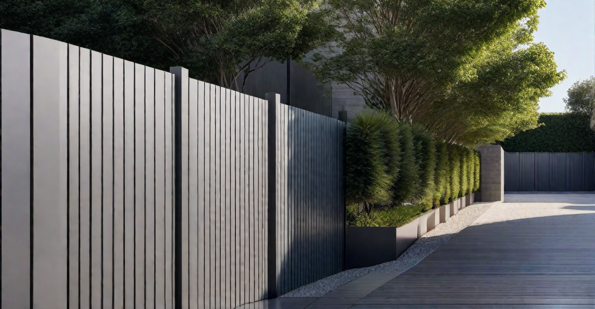 Contemporary Elegance: Zinc Slats with Clean Lines