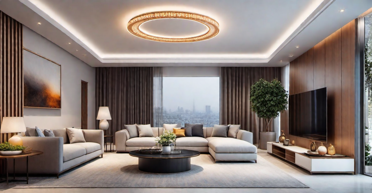 Cozy Atmosphere: Gypsum Board False Ceiling with Warm Tonal Palette