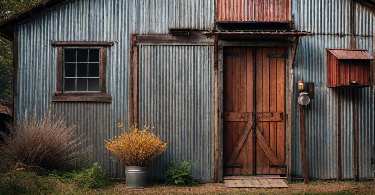 Farmhouse Vibe: Corrugated Metal Door in Country Home Decor