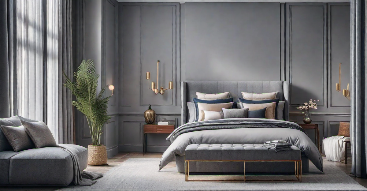 Infusing Personality: Grey Bedroom with Artwork and Decorative Objects