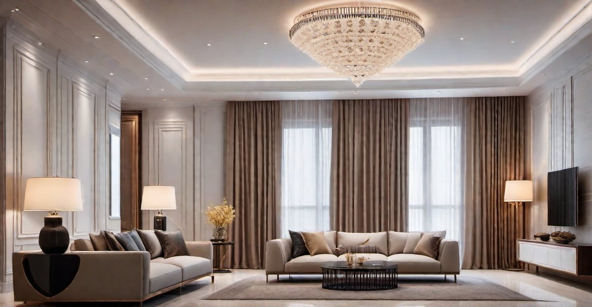 Luxurious Appeal: Gypsum Board False Ceiling with Embedded Crystal Lighting